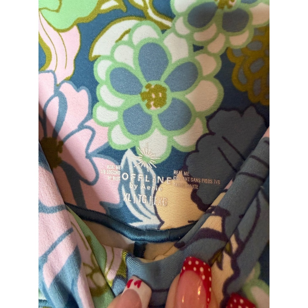 OFFLINE by Aerie Real Me High Rise Crossover 7/8 Floral Leggings XL Activewear - Picture 4 of 5